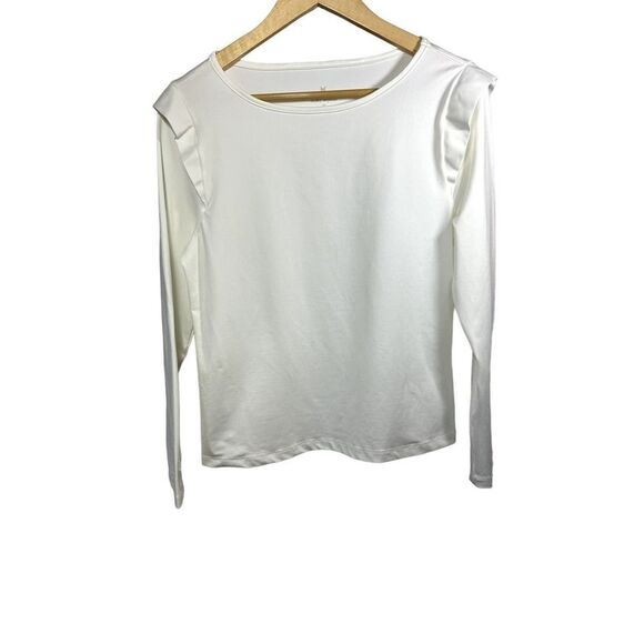 Dudley Stephens Tops - DUDLEY STEPHENS Women's Puff Ruffle Shoulder Long Sleeve Top White Size Medium